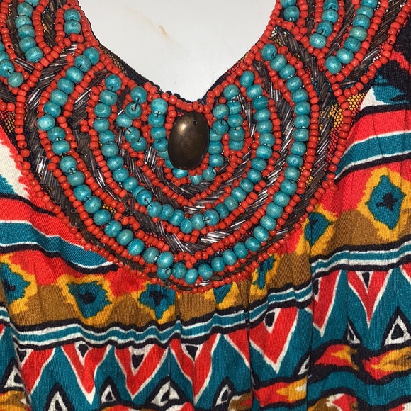 FOREVER 21 BOHO tank top SOUTHWESTERN AZTEC PRINT Jeweled neckline SIZE M SUMMER - Picture 4 of 11
